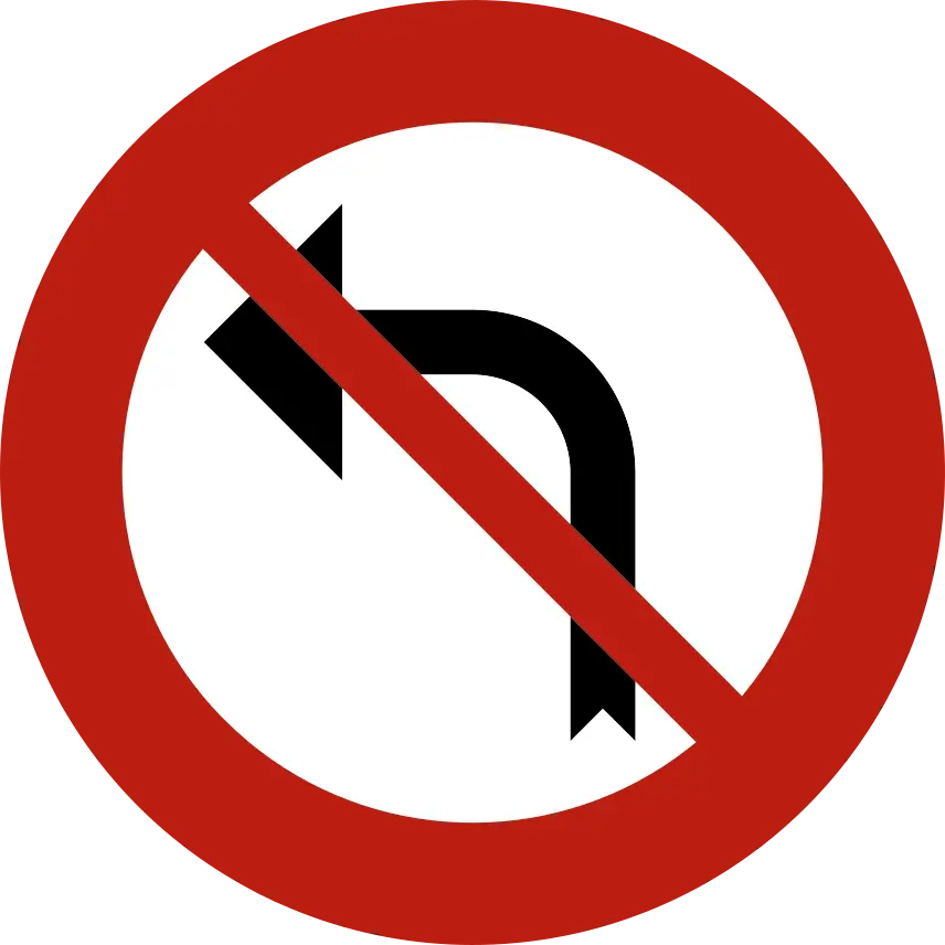 Panneau interdiction de tourner à gauche